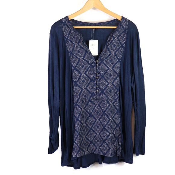 NWT Lucky Brand long sleeve Beautiful Top size 2X - Picture 1 of 6